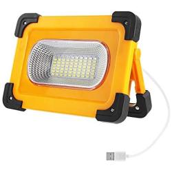 Portable LED Work Light, 3000LM 60W Solar and USB Rechargeable Spotlight with Stand, 11000mAh Power Bank Waterproof LED Flood Light for Outdoor Camping Hiking Emergency Lighting