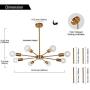 MELUCEE Sputnik Chandelier Brass 8 Lights, Semi Flush Mount Ceiling Light Mid Century Modern Pendant Light for Foyer Dining Room Bedroom Restaurant