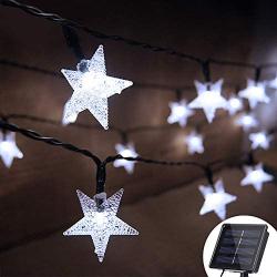 Grezea Solar Twinkle Star String Light 50 LED 8 Modes Fairy Decorative Lights for Garden Patio Lawn Balcony Tree Outdoor Landscape Indoor Decoration for Playhouse Bedroom Bed Canopy Curtain, 21 White