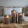 Flameless Led Candles Flickering, Yinuo Candle Real Wax Fake Wick Moving Flame Faux Wickless Pillar Battery Operated Candles with Timer Remote Glass Effect for Festival Wedding Home Party Decor