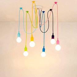 6 Arms Spider Lamps Modern Style Adjustable DIY Ceiling Spider Pendant Lighting Color Chandelier for Childrens Room Bedroom Dining Living Room Girls Boys Room(Each with 59'' Wire)