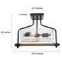 Semi Flush Mount Ceiling Light, Wood Ceiling Light Fixtures with Seeded Glass Shade for Bedroom, Entryway, Foyer, Stairway, Dining Room, 15.5 inches