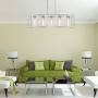 FIMITECH Chandeliers Contemporary Rectangle 5-Light Dining Room Lighting, Adjustable Rods, Fixtures Hanging, Ceiling Light Kitchen Island Cage Pendant Lights with Glass Shade (Chrome)