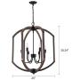 Sunlighting Farmhouse Chandelier, Vintage Pendant Hanging Light for Bedroom, Kitchen, Foyer, Dining & Living Room and Entryway, Black Painted Finish & Faux-Wood