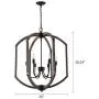 Sunlighting Farmhouse Chandelier, Vintage Pendant Hanging Light for Bedroom, Kitchen, Foyer, Dining & Living Room and Entryway, Black Painted Finish & Faux-Wood