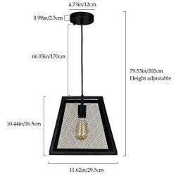 Farmhouse Dining Room Pendant Light, Mesh Overhead Kitchen Island Lighting, 11.62 Inch Matte Black Iron Industrial Barn Hanging Light Fixture for Bedroom Breakfast Area Entryway Hallway Laundry Room