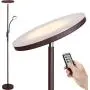 LED Floor Lamp - Soarz Torchiere Floor Lamp with Adjustable Reading Lamp,2000lumen Main Light and 400lumens Side Reading Light for Living Room, Bedroom, Office, Work with Remote Control (Brown)