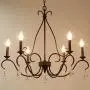 Farmhouse Chandelier for Dining Room, Rustic Kitchen Island Lighting with Crystal Pendants, French Country Chandelier in Bronze, 28” L x 25.5” H