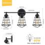 HAITRAL 3 Lights Bathroom Vanity Lights , Industrial Black Wall Lights with Metal Lampshade, Farmhouse Vanity Lights for Bathroom, Kitchen, Living Room