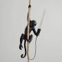 IJ INJUICY Monkey Pendant Light, Resin Hanging Lamp, Hemp Rope Ceiling Light Fitting for Kitchen, Bedroom, Living Dining Room, Corridor, Restaurant, Bar (Black)