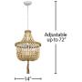 Amazon Brand – Stone & Beam Modern Farmhouse Wood Bead Ceiling Pendant Chandelier Fixture With 2 LED Vintage Light Bulbs - 14 x 14 x 24 Inches, Natural