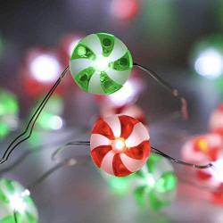 XIWU Christmas Candy String Lights 10ft 40LEDs Sweet String Lights Battery Operated with The Remote &Timer for Bedroom Indoor Outdoor Warm White Ambiance Lighting for Patio Wedding Christmas Décor