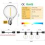 Outdoor String Lights,100ft with 64 Dimmable G40 Glass LED Clear Bulbs UL Approval Waterproof Globe String Lights 1W 2700K Outdoor Lighting for Backyard Porch Cafe Party Wedding Garden