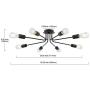 TULUCE Vintage 8 Light Ceiling Light Industrial Metal Black Sputnik Semi Flush Mount Light for Dining Room Living Room Kitchen