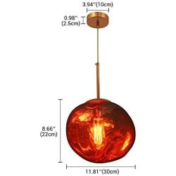 RUNNUP Modern Pendant Light Creative Single Light 12'' Hanging Lamp with Melt Glass Shade in Red for Dining Rooms,Living Room