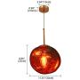 RUNNUP Modern Pendant Light Creative Single Light 12'' Hanging Lamp with Melt Glass Shade in Red for Dining Rooms,Living Room