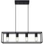 Black Farmhouse Linear Chandelier Pendant Lighting, 4-Light Kitchen Island Lighting with Metal Open Frame for Kitchen Dining Room. (Black, 4-Light)