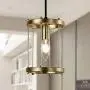 Wood and Metal Chandelier Square 1-Light Adjustable Height Ceiling Pendant Light Dining Room Lighting Fixtures Hanging，Living Room Light ,Kitchen Chandelier UL Listed