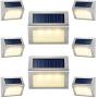 Solar Lights for Fence [Warm White] Waterproof Solar Powered Steps Light Auto On/Off Outdoor Wireless LED Lamp Decks Lighting Walkway Patio Stair Garden Path Rail Backyard Fences Post 8 Pack