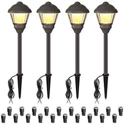 VOLISUN Pathway Lights Outdoor,4 Pack 12V Low Voltage Waterproof Landscape Lights for Garden, Landscape, Path, Yard, Patio, Driveway, Walkway(Warm White)