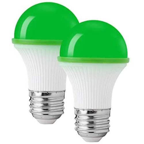 Green Light Bulbs, KINUR 3W(25W 40W Equivalent) A15 e26 Base Green LED Bulb, Porch, Outdoor, Home Lighting, Holiday Lighting, Decorative Illumination Light Bulb 2 Pack