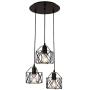 Unitary Brand Rustic Black Metal Cage Shade Dining Room Multi Pendant Light with 3 E26 Bulb Sockets 120W Painted Finish