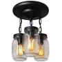 PUZHI HOME Semi Flush Mount Ceiling Light, 3 Lights Farmhouse Mason Jar Lights Industrial Vintage Close to Ceiling Light Rustic Chandelier Ceiling Lamp for Kitchen Farmhouse Dining Room