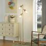LeeZM Modern Tree Floor Lamp Industrial Floor Lamps for Living Rooms, Bedrooms, Office with Reading Light Rustic Vintage Farmhouse Tall Standing Up Lamp with Glass Shade 3 Led Bulbs Included（Gold）