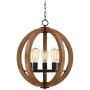 Cass Oil Rubbed Bronze Painted Wood Orb Pendant Chandelier 19'' Wide Modern Farmhouse 5-Light Fixture for Dining Room House Foyer Kitchen Island Entryway Bedroom Living Room - Possini Euro Design