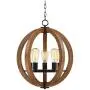 Cass Oil Rubbed Bronze Painted Wood Orb Pendant Chandelier 19'' Wide Modern Farmhouse 5-Light Fixture for Dining Room House Foyer Kitchen Island Entryway Bedroom Living Room - Possini Euro Design