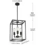 BONLICHT Rustic Hall Foyer Cage Chandelier 3-Light Vintage Industrial Farmhouse Lantern Square Pendant Hanging Lighting Black Kitchen Island Ceiling Light Fixture for Dining Room Hallway Bar