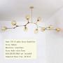 LUOLAX Modern Gold Pendant Light Glass Chandelier with 9 Lights Fixture Hanging Flush Mount (9 Heads-Clear)