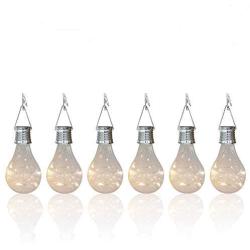 pearlstar Solar Light Bulbs Outdoor Waterproof Garden Camping Hanging LED Light Lamp Bulb Globe Hanging Lights for Home Yard Christmas Party Holiday Decorations (6 Pack-Clear Bulbs)
