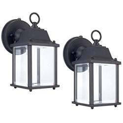 LIT-PaTH Dusk to Dawn Outdoor Wall Lantern, LED Wall Sconce, 5000K Daylight White, 9.5W (75W Equivalent) , 800 Lumen, Aluminum Housing Plus Glass, Outdoor Rated, 2-Pack (Black)