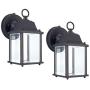 LIT-PaTH Dusk to Dawn Outdoor Wall Lantern, LED Wall Sconce, 5000K Daylight White, 9.5W (75W Equivalent) , 800 Lumen, Aluminum Housing Plus Glass, Outdoor Rated, 2-Pack (Black)