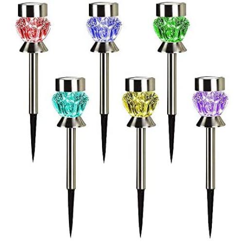 Solar Pathway Lights Outdoor, 6 Pack Solar Garden Lights, Dual Color Changing LED Landscape Stake Outdoor Solar Lights for Walkway Solar Pathway Lights Outdoor, 6 Pack Solar Garden Lights, Dual Color Changing LED Landscape Stake Outdoor Solar Lights for Walkway
