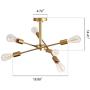 Gold Sputnik Chandelier 6 Lights Mid Century Pendant Brushed Gold Small Light Fixture for Hallway Bar Kitchen Dining Room