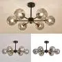 6 Light Chandelier , Large Ceiling Light Fixture with Glass Classic, Black Pendent Lighting for Living Room Bedroom Bathroom Farmhouse Kitchen