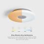 OFFDARKS Smart Ceiling Light Flush Mount Ceiling Light Fixture Support WiFi/Alexa/Google Home 12inch 36W(3000LM) with Bluetooth Speaker Music for Living Room Bedroom Remote APP Control