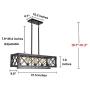Bizinlumin Farmhouse Rectangle Dining Room Chandelier Lighting, Wood Rustic Kitchen Island Light Fixture Metal Industrial Cage Pendant Light Linear Edison Billiard Light 5 Lights E26 BY17032