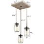 Farmhouse 3-Light Mason Jar Pendant Lights Vintage Glass Jar Ceiling Lighting