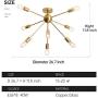 AIGU 8-Lights Chandelier Gold Light Fixture Ceiling Light Fixture Hanging Pendant Lighting Decor Modern Mid Century Brass Light for Living Dining Room Bedroom Kitchen