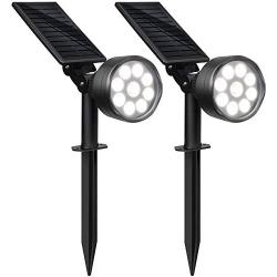 Aootek Solar Lights Outdoor,2-in-1 Adjustable Outdoor Solar Landscape Spotlights, IP65 Waterproof Wireless Solar Powered Landscaping Wall Light for Yard Garden Driveway Porch Walkway In-Ground (2Pack)