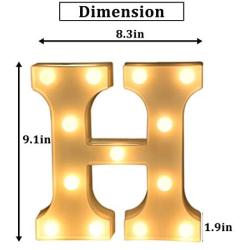 Fashlits LED Marquee Letter Lights Sign, Battery Powered Light Up Alphabet Letters for Bedroom Wedding Birthday Party Christmas Home Bar Decoration (H)