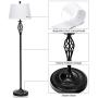 Tangkula Lamp Set 3-Piece Modern Home Living Room Bedroom Antique Bronze Finish Lamps, Floor Lamp and Table Lamps Set with Soft Pleated White Fabric Shades (Antique Bronze)