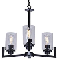 Infront Dining Room Chandelier 3-Light Farmhouse Light Fixture Rustic Chandelier Black Kitchen Island Lighting Indoor Chandelier