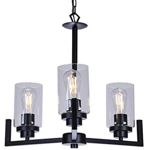Infront Dining Room Chandelier 3-Light Farmhouse Light Fixture Rustic Chandelier Black Kitchen Island Lighting Indoor Chandelier