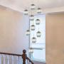 Staircase Long Chandelier,Modern Bubble Glass Chandeliers,Adjustable Height Pendant Light Molecules Hanging Light Fixture for Dining Room Bedroom Blue 6 Lights
