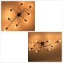 SUSUO Lighting Edison Style Simplicity Close to Ceiling Chandelier Wrought Iron Flushmount Linear Ceiling Light for Living Room,Kitchen,Dining Room - Black Finish,8 Heads
