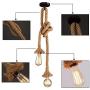 Vintage Ceiling Light Pendant Light Hemp Rope Retro Hemp Rope 2 Heads E26 E27 Socket for Restaurant Cafe Living Room 6.5ft 200cm